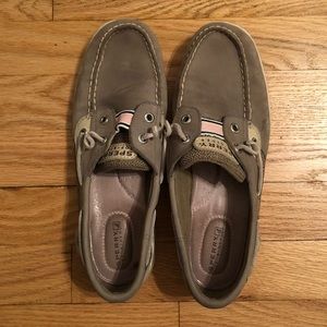 Sperry pink and gray slip-ons